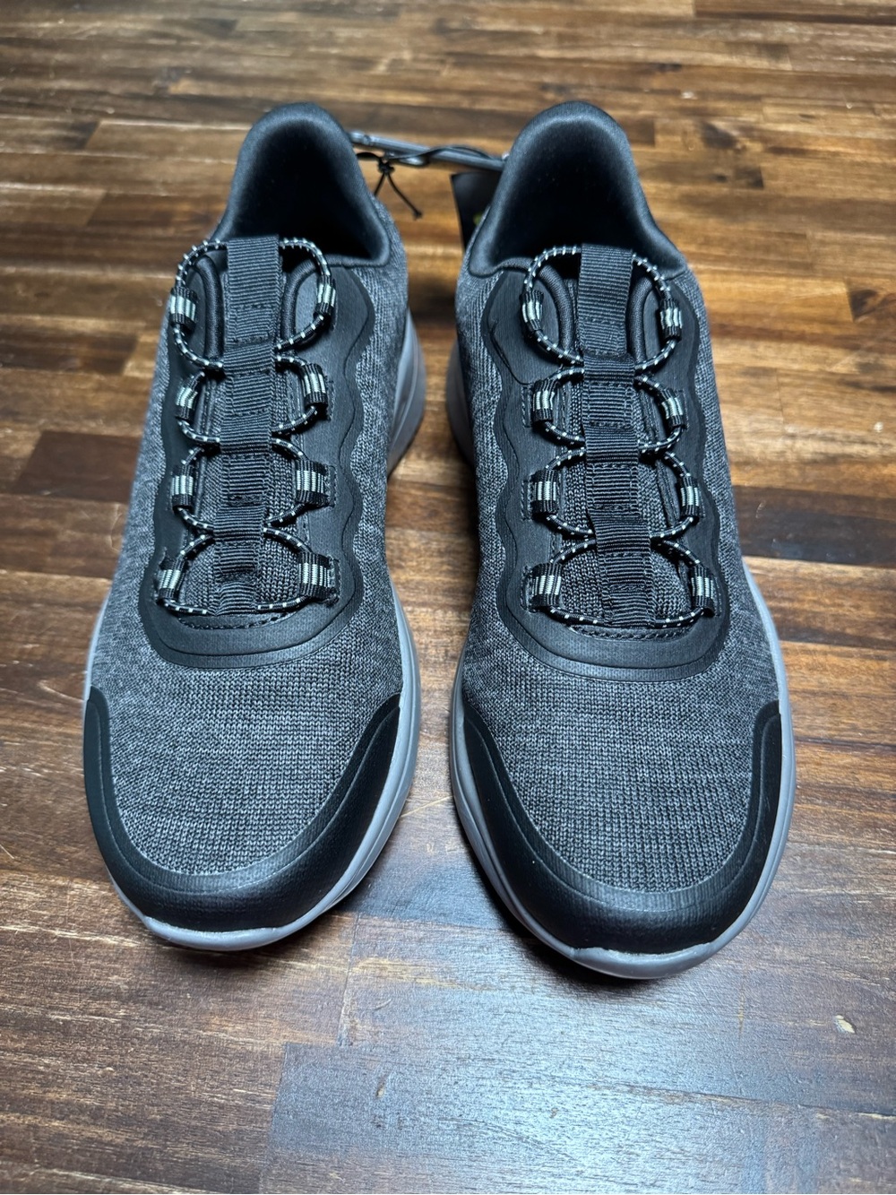 Athletic Works Men's Black and Gray Slip-On Knit Sneakers